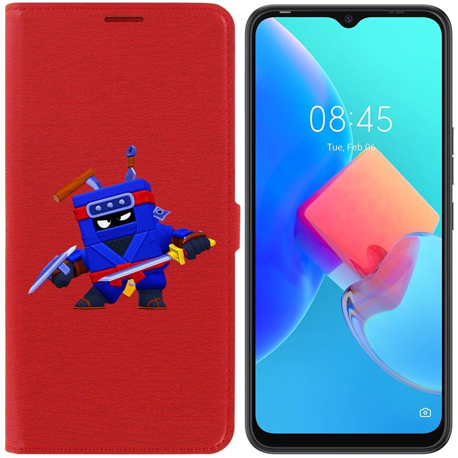 

Чехол-книжка Krutoff Eco Book для Tecno Spark 8C Brawl Stars-Ниндзя Эш (красный)