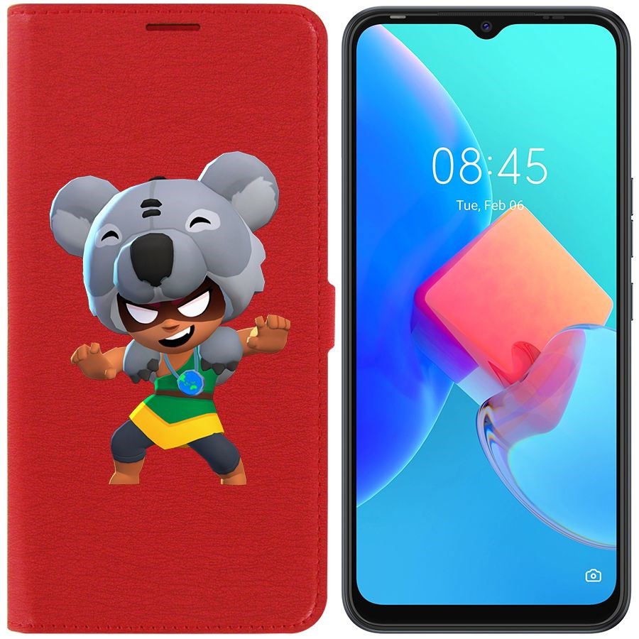 

Чехол-книжка Krutoff Eco Book для Tecno Spark 8C Brawl Stars-Нита Коала (красный)