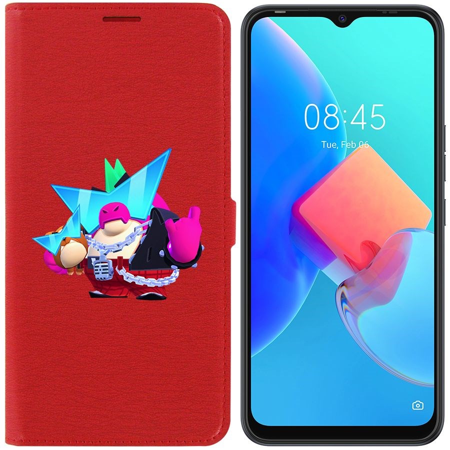 

Чехол-книжка Krutoff Eco Book для Tecno Spark 8C Brawl Stars-Плохиш Базз (красный)