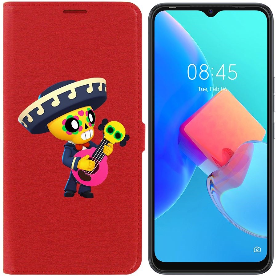 

Чехол-книжка Krutoff Eco Book для Tecno Spark 8C Brawl Stars-Поко (красный)
