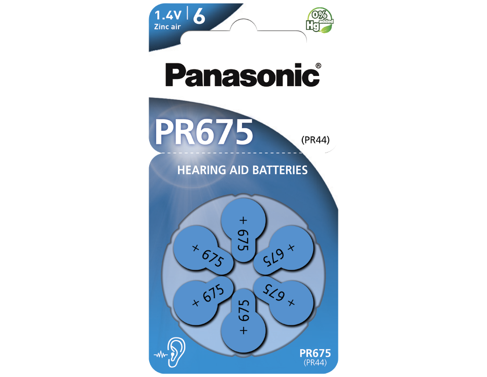 фото Батарейки для слуховых аппаратов panasonic pr-675h/6lb