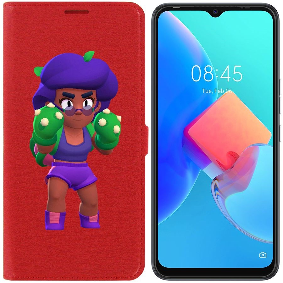 

Чехол-книжка Krutoff Eco Book для Tecno Spark 8C Brawl Stars-Роза (красный)