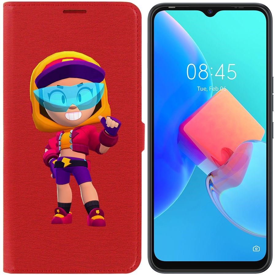 

Чехол-книжка Krutoff Eco Book для Tecno Spark 8C Brawl Stars-Стритстайл Макс (красный)