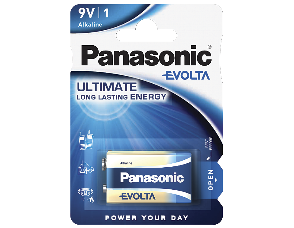 Щелочные батарейки Panasonic Evolta 6LR61EGE-1BP батарейки серия d duracell 2 шт