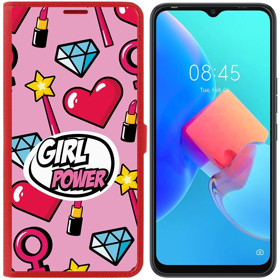 Чехол-книжка Krutoff Eco Book для Tecno Spark 8C Girl Power (красный)