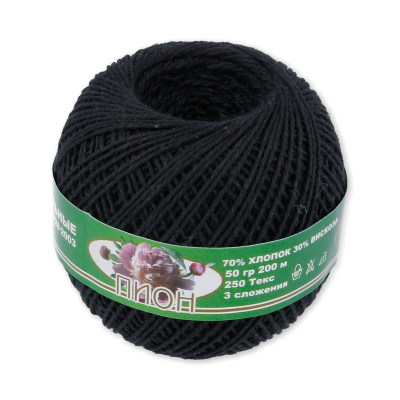 

Пряжа ПНК Кирова Пион, 6х50 г, 200 м, №4305 черный