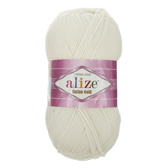 

Пряжа ALIZE Cotton Gold, 55% хлопок, 45% акрил, 330 мх100 г, 62 кремовая, Бежевый
