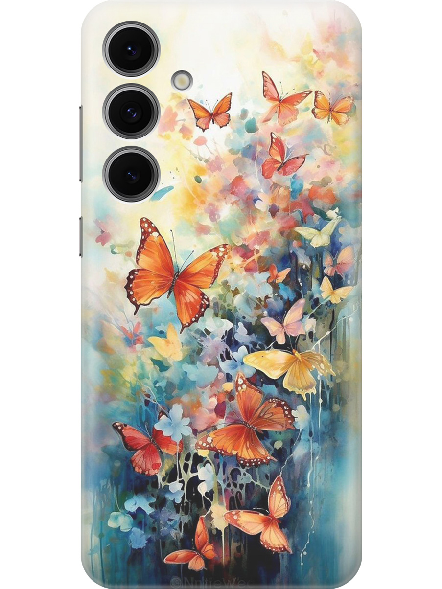 

Силиконовый чехол на Samsung Galaxy S24 FE с принтом "Бабочки акварелью", Прозрачный;желтый;красный;синий, 786718191