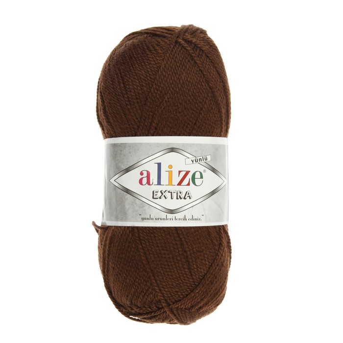 

Пряжа ALIZE Extra, 10% шерсть, 90% акрил, 220 мх100 г, 26 коричневая, Коричневый
