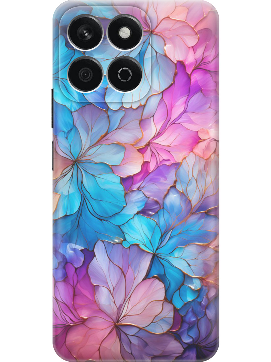 

Силиконовый чехол на Honor X7C с принтом "Цветочный витраж", Прозрачный;голубой;розовый, 786720522