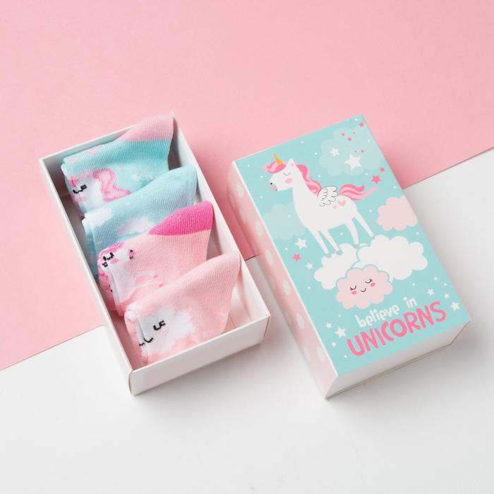 

Набор носков Крошка Я Unicorn, 4 пары, 10-12 см, Розовый;голубой, 000474972