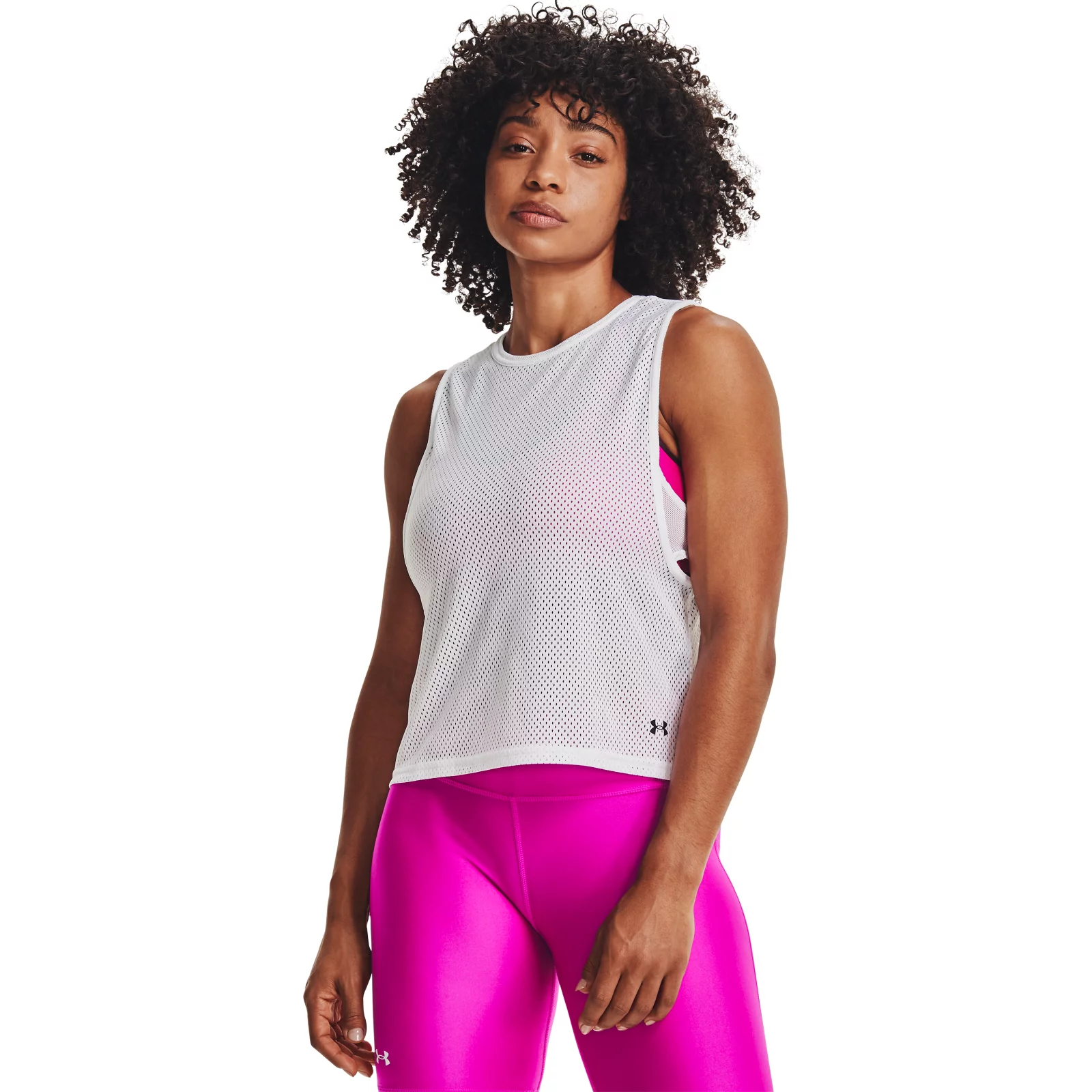 фото Майка женская under armour hg muscle mesh tank белая lg