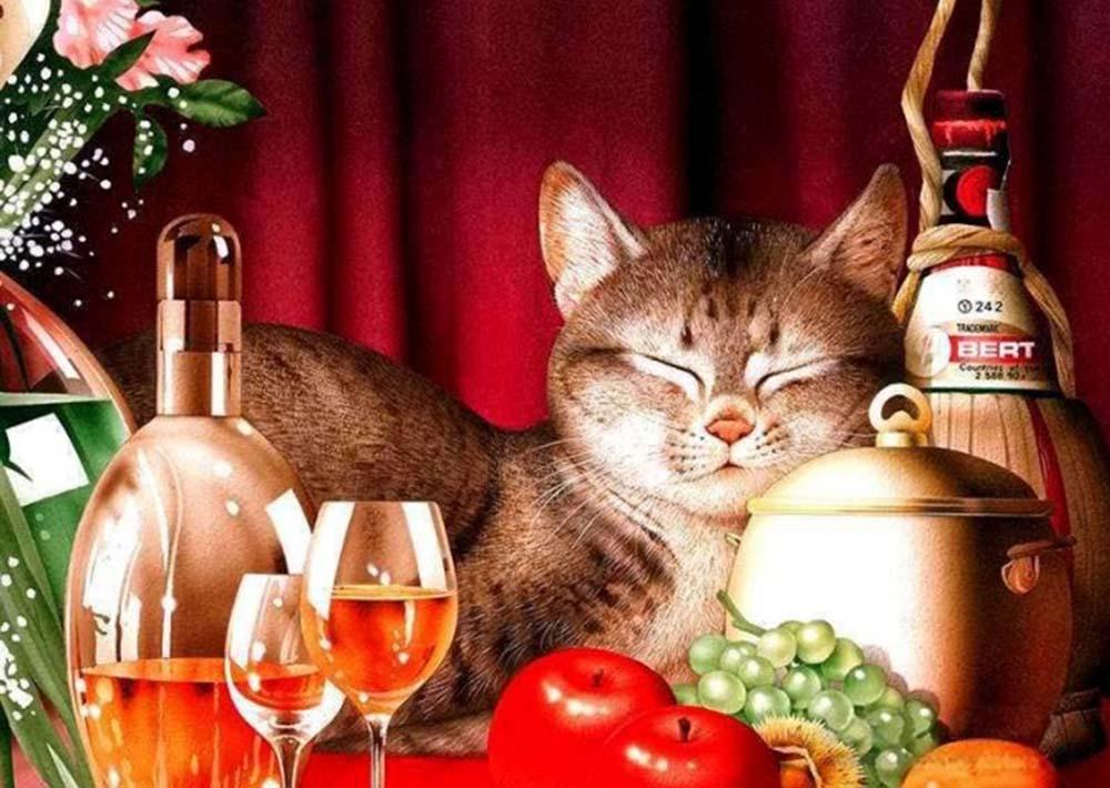 

Алмазная вышивка Гранни Счастливый кот, 38x27 см, Счастливый кот