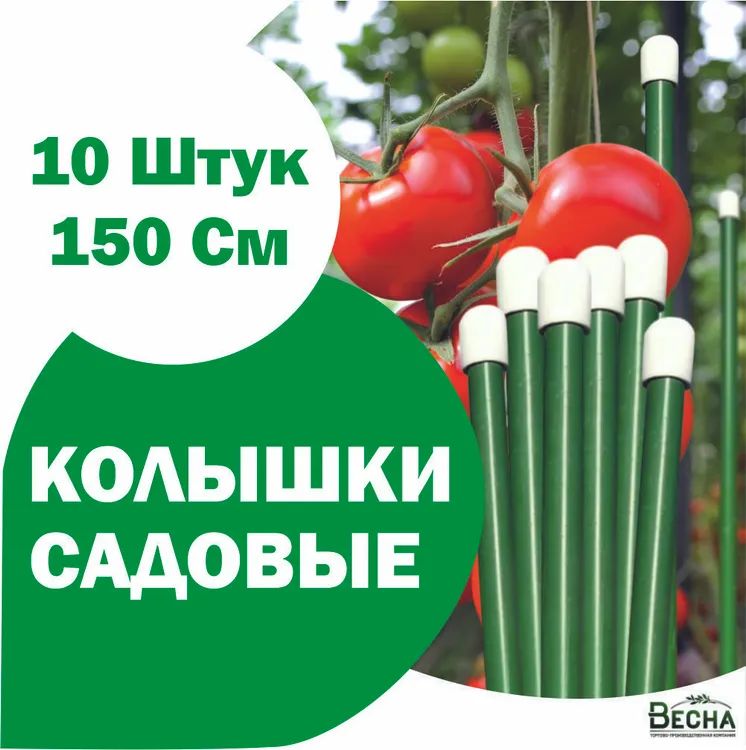 Колышки садовые для растений и помидор ТПК Весна, Колышки 10шт по 150см