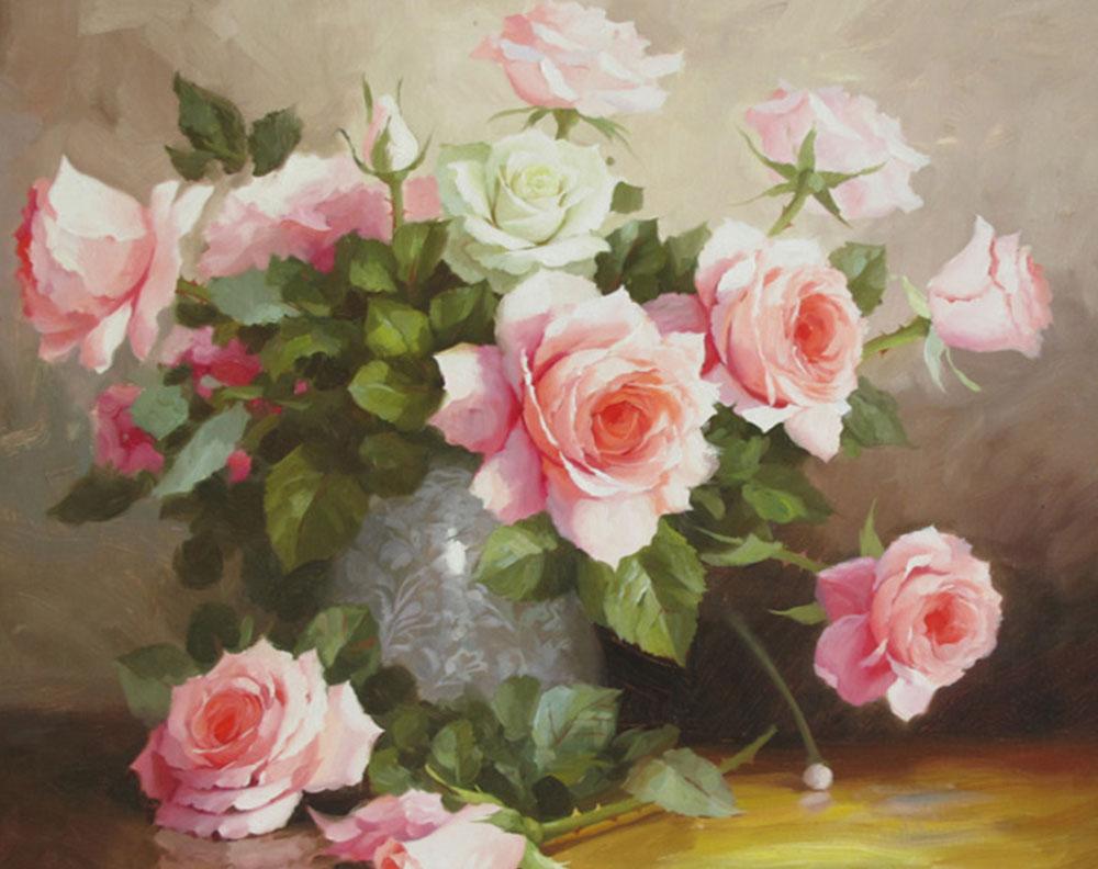

Алмазная вышивка Гранни Букет нежных роз, 48x38 см, Букет нежных роз