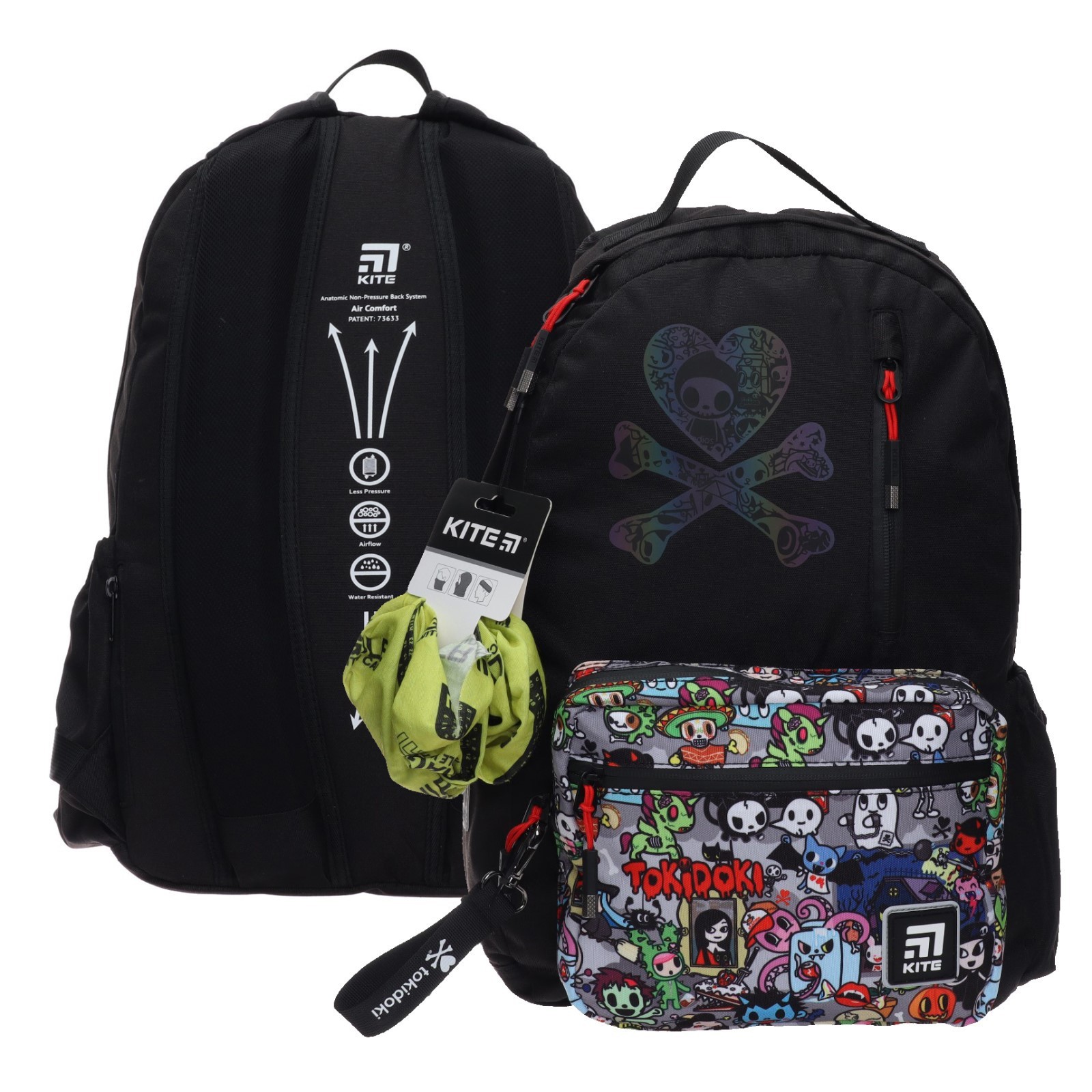 

Рюкзак молодёжный Tokidoki, 44 х 29,5 х 15 см, эргономичная спинка, чёрный