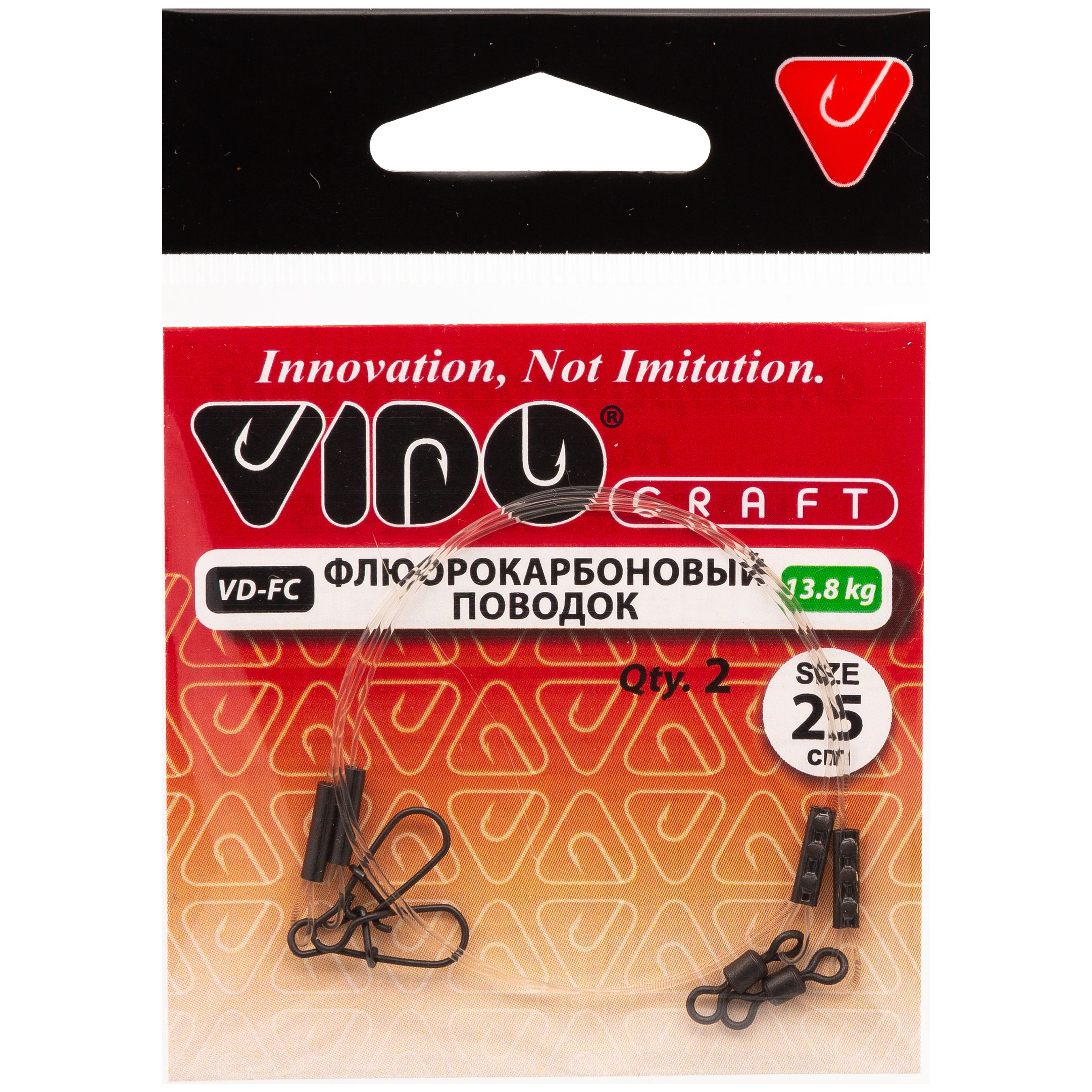 

Поводок 2 шт Vido Craft Fluorocarbon fc, 0.50 мм, 13.8 кг, 25 см, Fluorocarbon fc