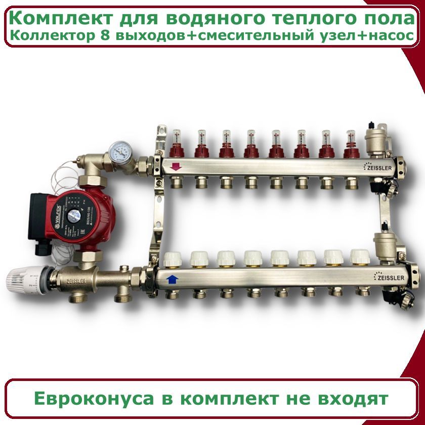 Комплект для водяного теплого пола с насосом до 130кв/м ZEISSLER COMBI(BK)-AM-ZMG-ZCS0608s