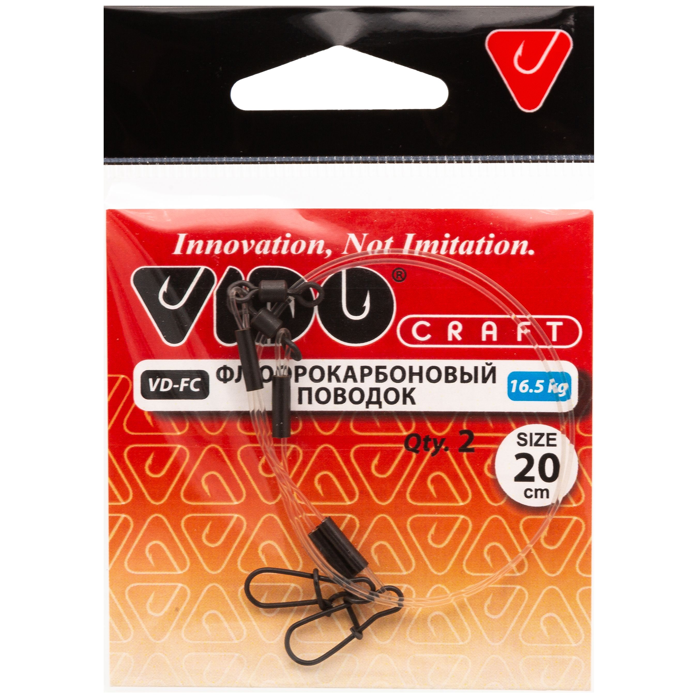 

Поводок 2 шт Vido Craft Fluorocarbon fc, 0.60 мм, 16.5 кг, 20 см, Fluorocarbon fc