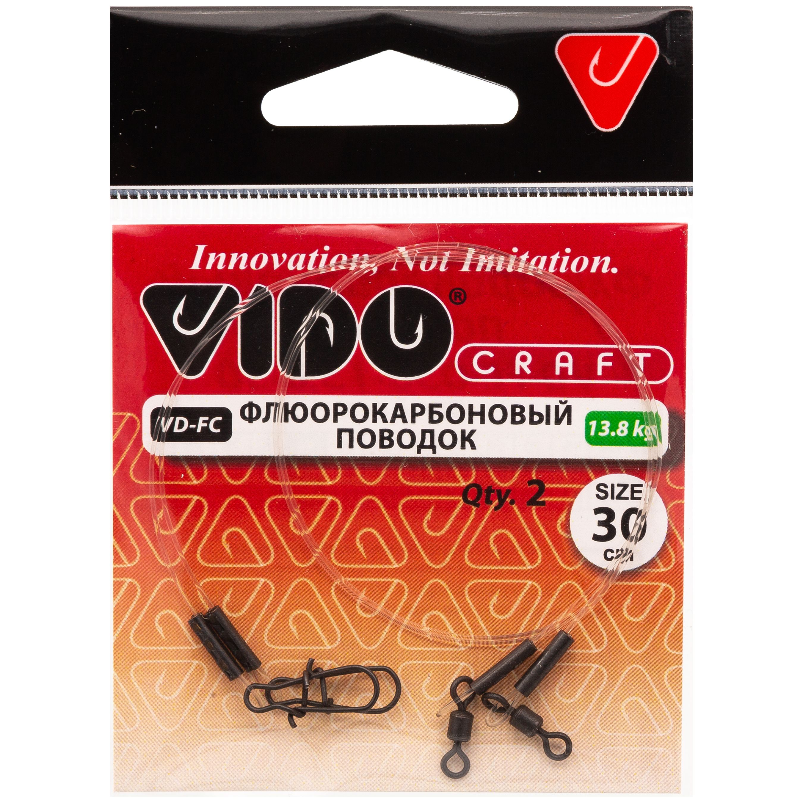 

Поводок 2 шт Vido Craft Fluorocarbon fc, 0.50 мм, 13.8 кг, 30 см, Fluorocarbon fc