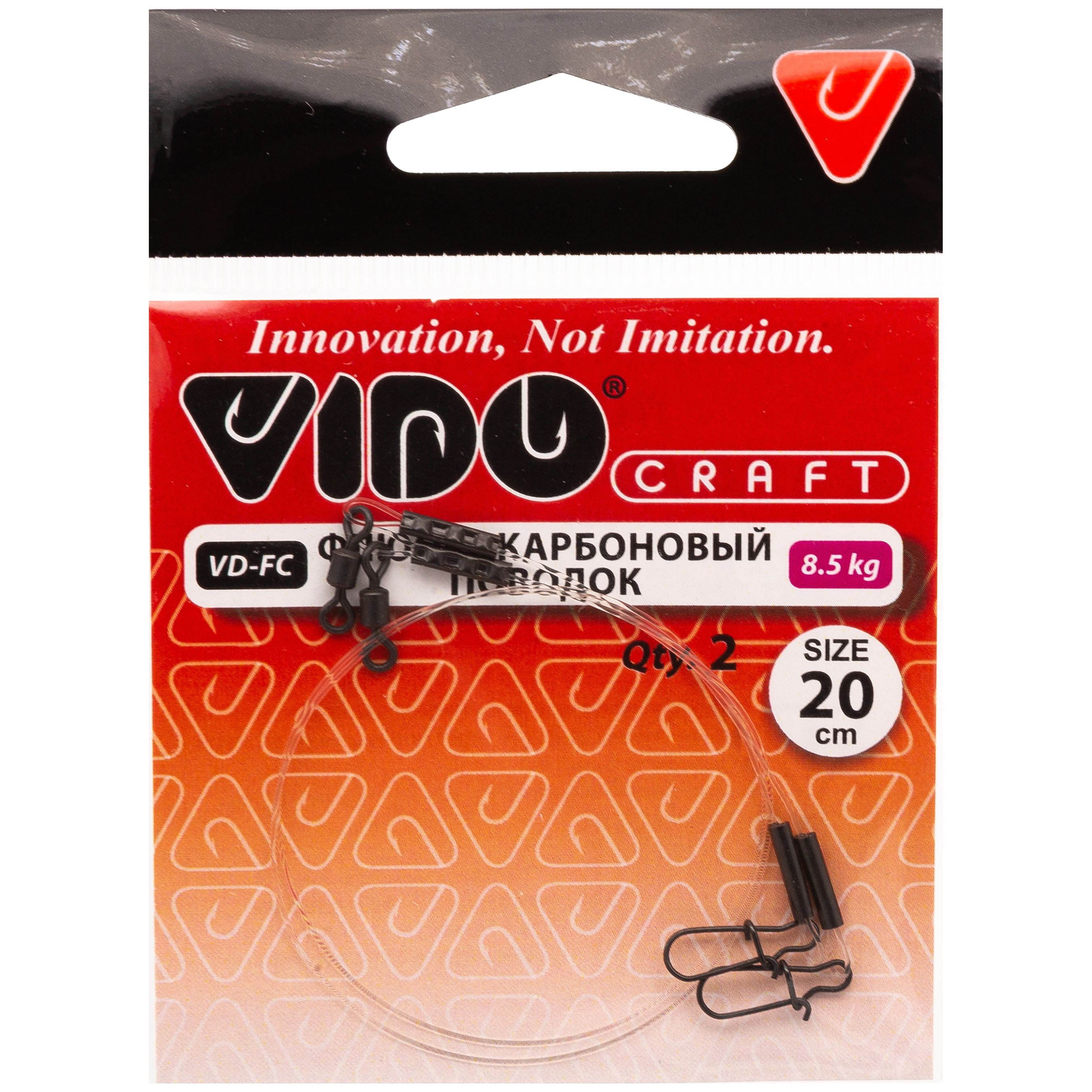 

Поводок 2 шт Vido Craft Fluorocarbon fc, 0.40 мм, 8.5 кг, 20 см, Fluorocarbon fc