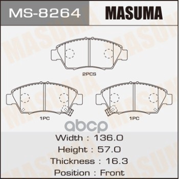 

Колодки Тормозные Honda Civic 90-05, Fit 07-13, Integra 93-04 Передние Masuma Masuma арт.