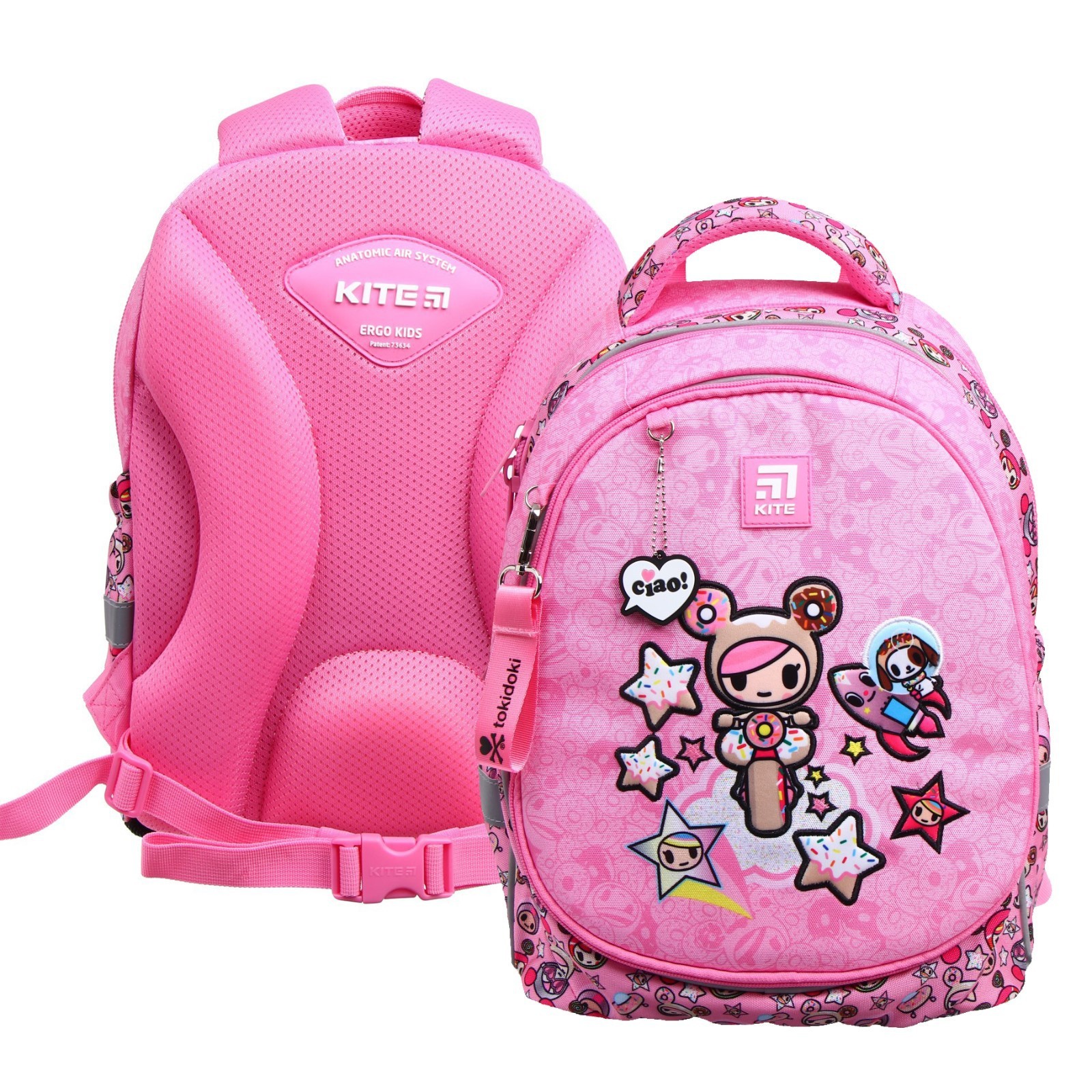 

Рюкзак школьный Tokidoki, 38 х 28 х 16 см, эргономичная спинка, розовый