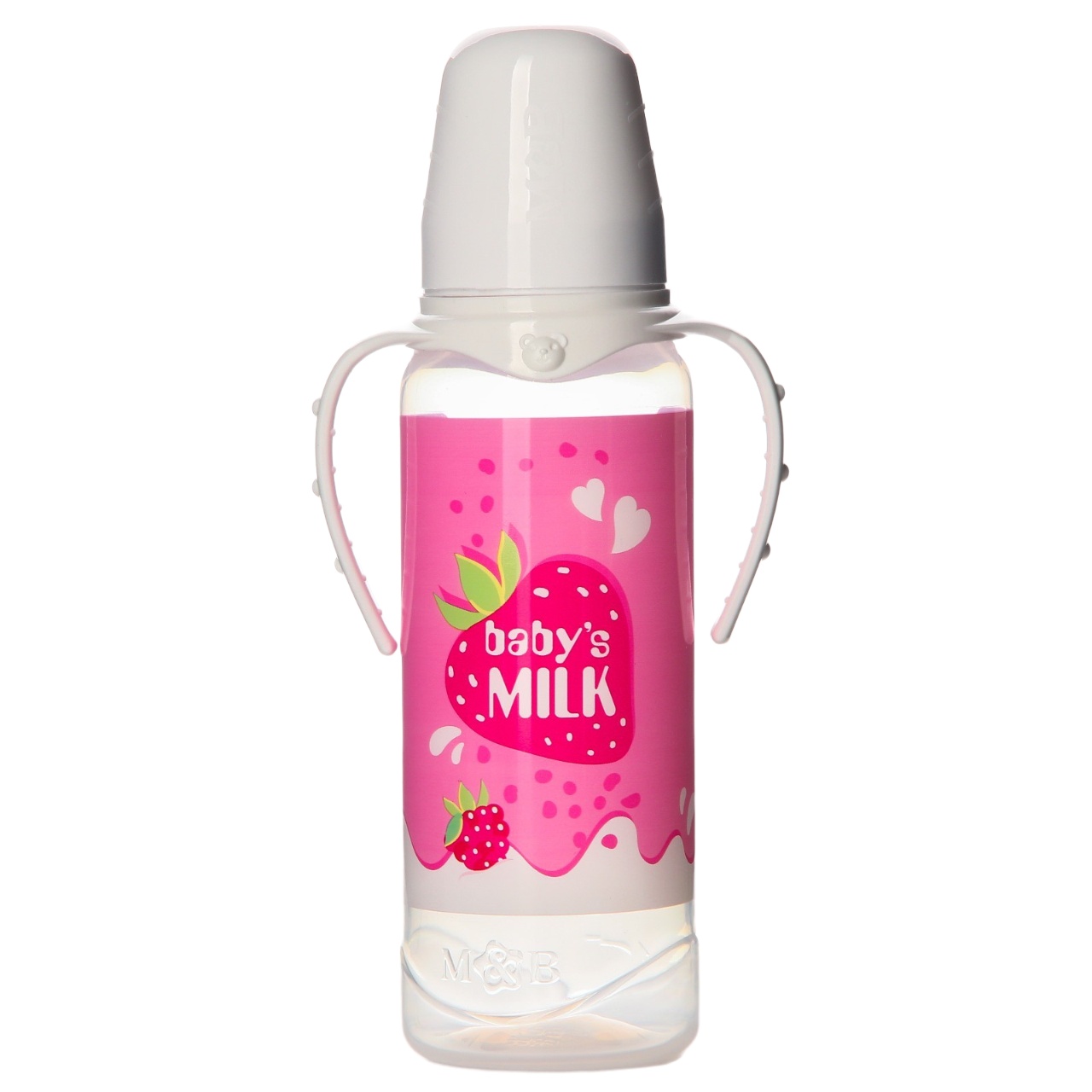 фото Бутылочка для кормления "клубничное молоко" 250 мл цилиндр, с ручками mum&baby