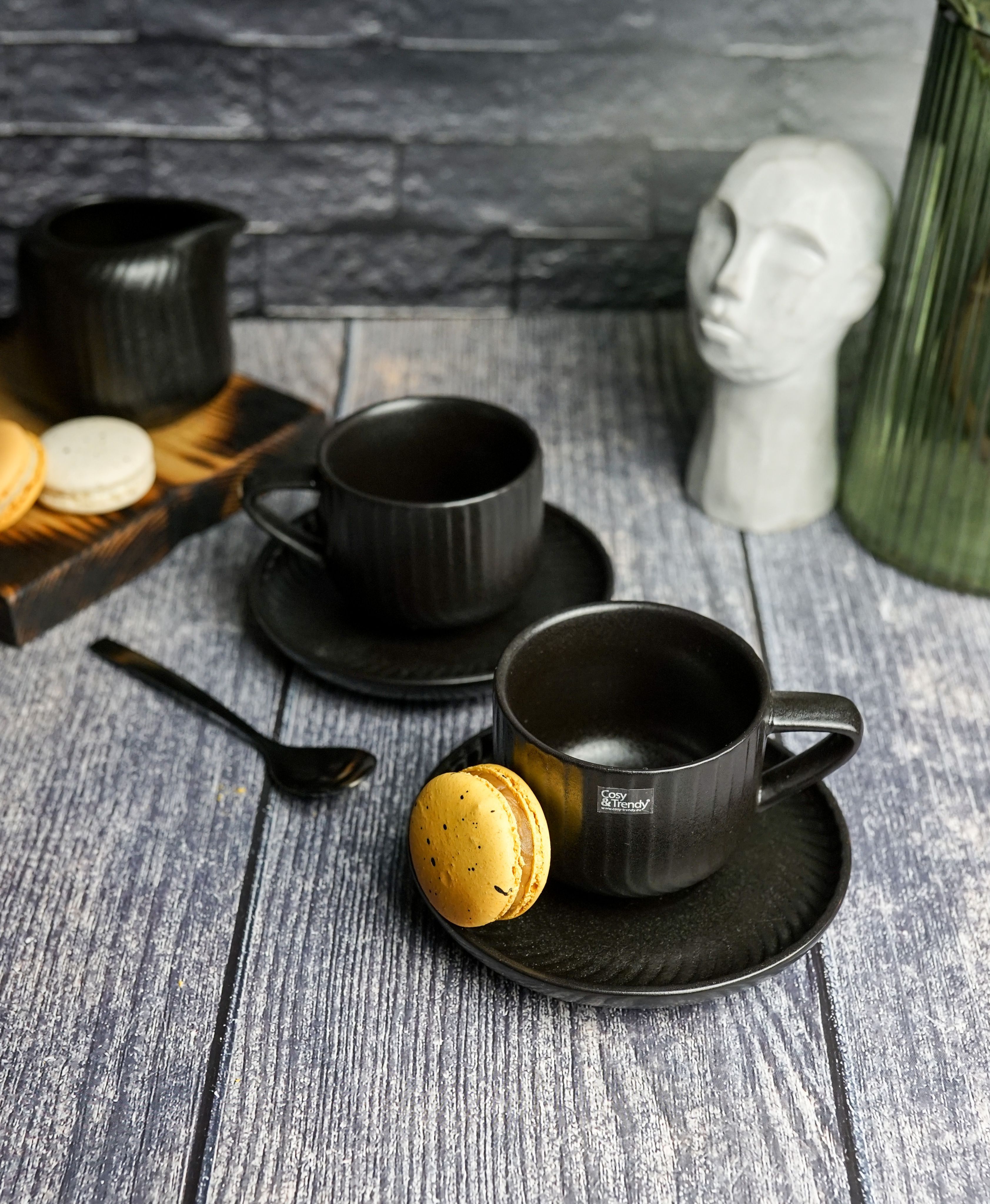 Набор чайных пар Cosy & Trendy Dakota Black черный 200 мл. керамика