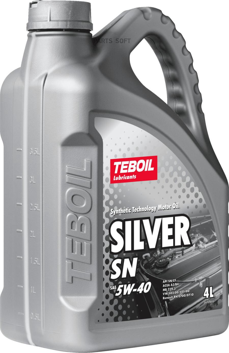 Моторное масло Teboil полусинтетическое 5w40 Silver Sn Api Sn/Cf Acea A3/B4 4л