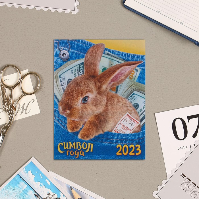 

Календарь на магните "Символ Года 2023" кролик, купюры