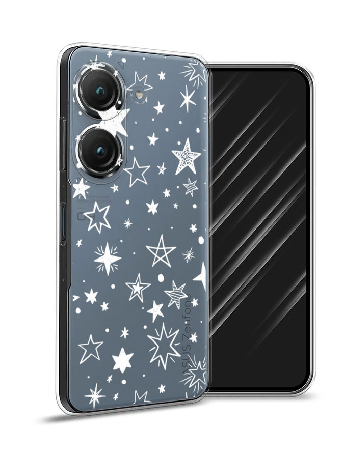 

Чехол Awog на Asus ZenFone 9 "Звездочки графика белая", Прозрачный;белый, 44850-7