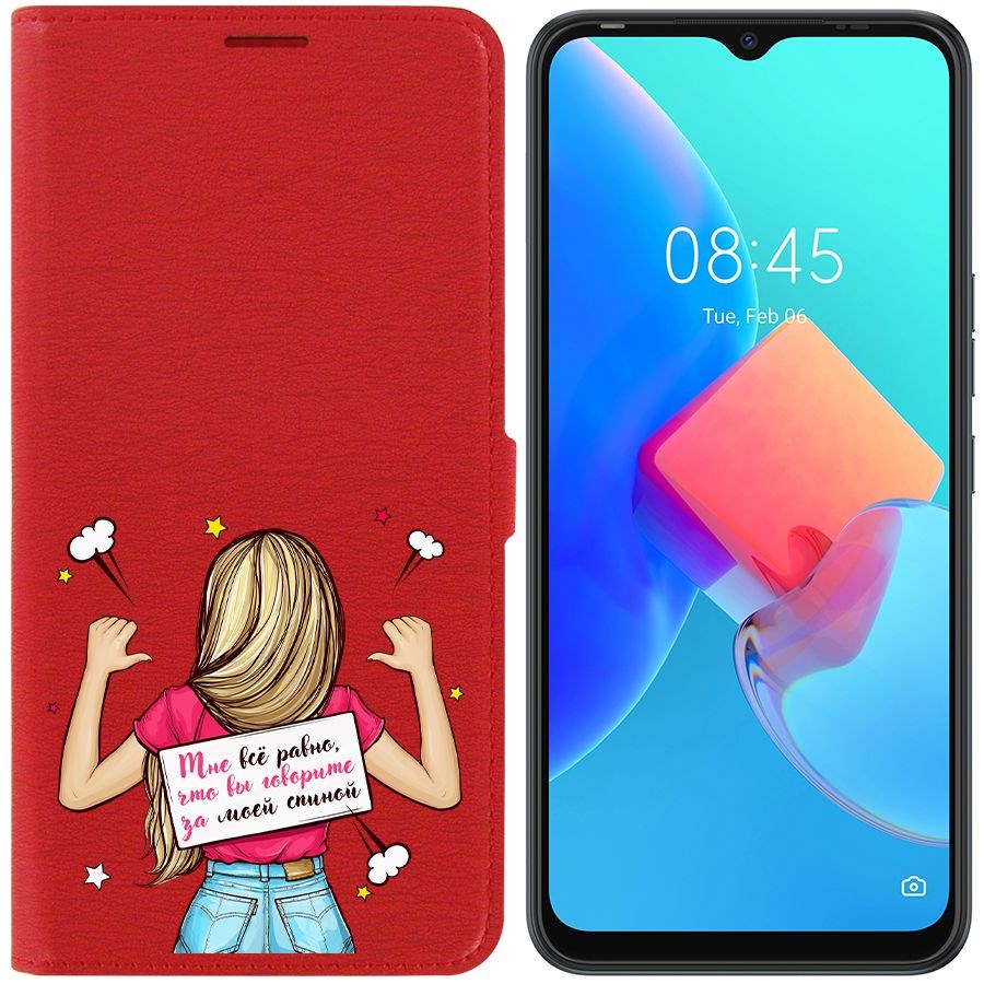 

Чехол-книжка Krutoff Eco Book для Tecno Spark 8C Мне все равно (красный)