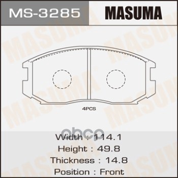 

Тормозные колодки дисковые MITSUBISHI COLT/GALANT/LANCER MASUMA MS-3285