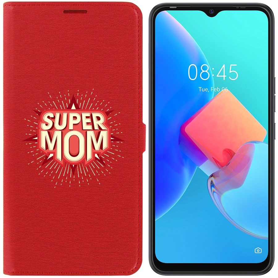 

Чехол-книжка Krutoff Eco Book для Tecno Spark 8C Супер Мама (красный)