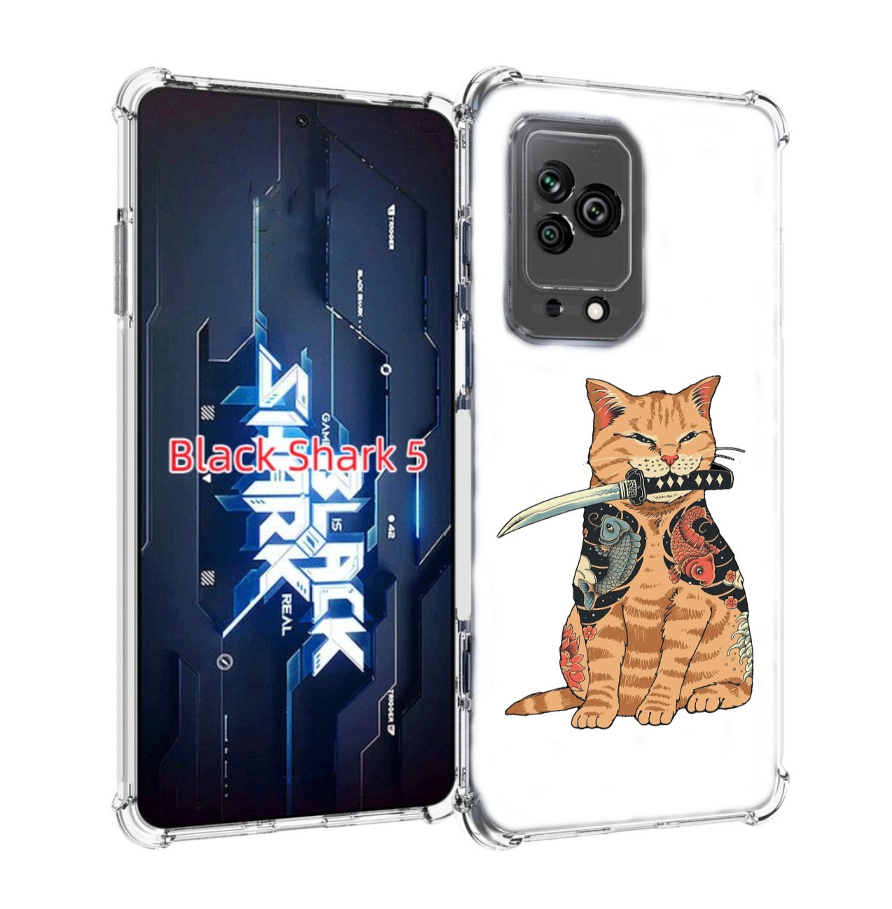 

Чехол MyPads кот-с-катаной для Xiaomi Black Shark 5, Прозрачный, Tocco