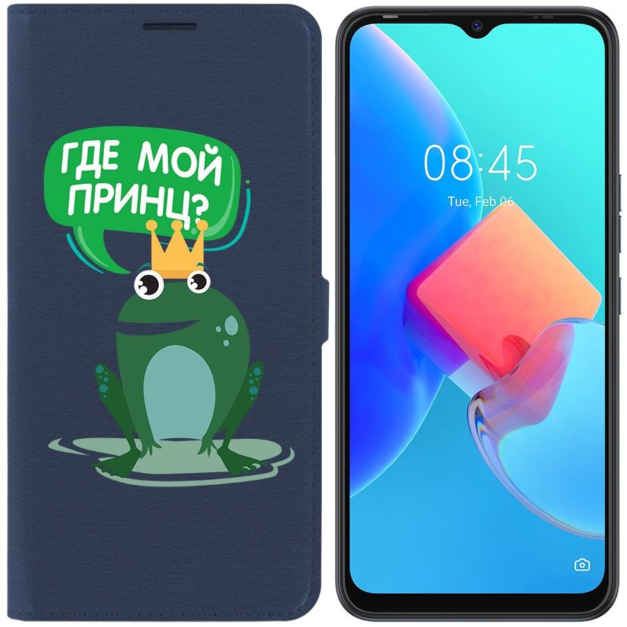 

Чехол-книжка Krutoff Eco Book для Tecno Spark 8C Лягушка (синий)