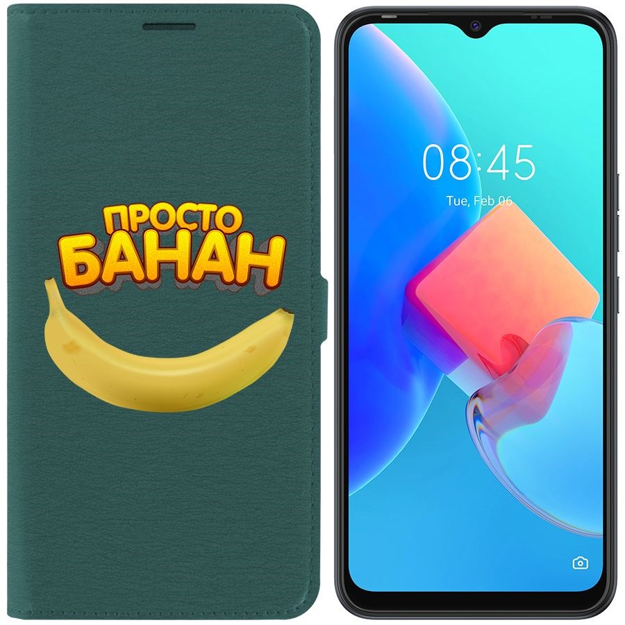 

Чехол-книжка Krutoff Eco Book для Tecno Spark 8C Банан (зелёный опал)