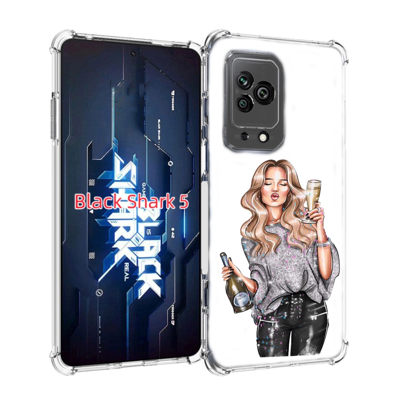 

Чехол MyPads красивая-любительница-шампанского женский для Xiaomi Black Shark 5, Прозрачный, Tocco