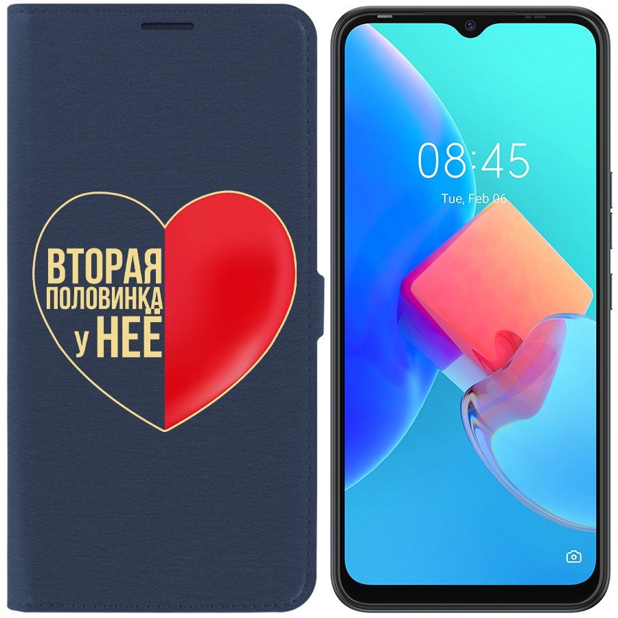 

Чехол-книжка Krutoff Eco Book для Tecno Spark 8C Половинка у неё (синий)