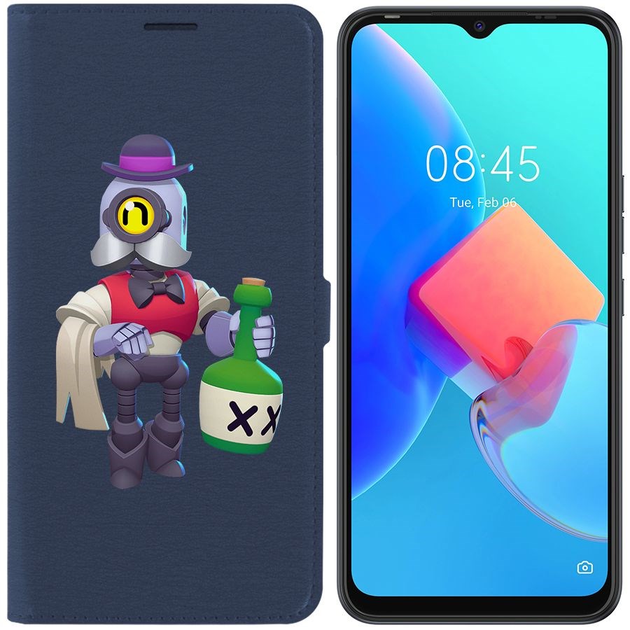 

Чехол-книжка Krutoff Eco Book для Tecno Spark 8C Brawl Stars-Барли (синий)