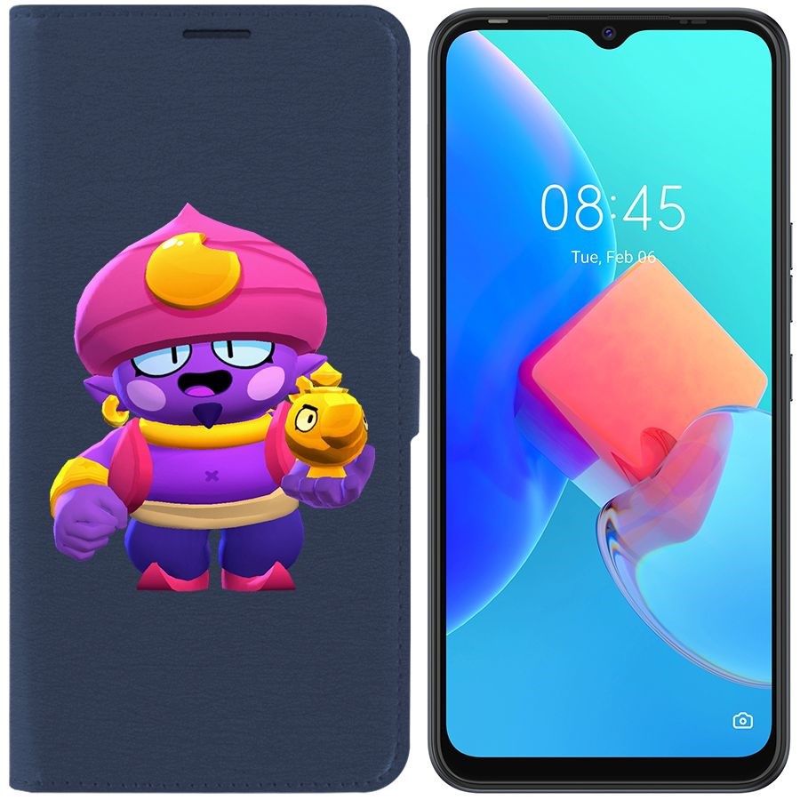 

Чехол-книжка Krutoff Eco Book для Tecno Spark 8C Brawl Stars-Джин (синий)