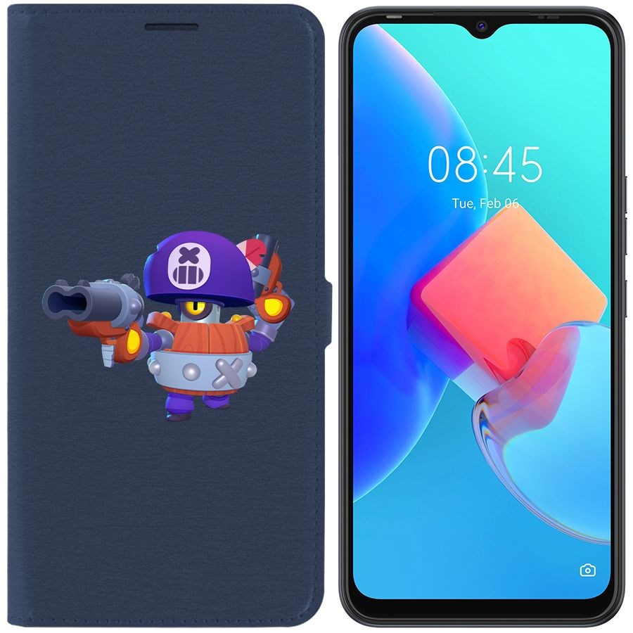 

Чехол-книжка Krutoff Eco Book для Tecno Spark 8C Brawl Stars-Дэррил (синий)