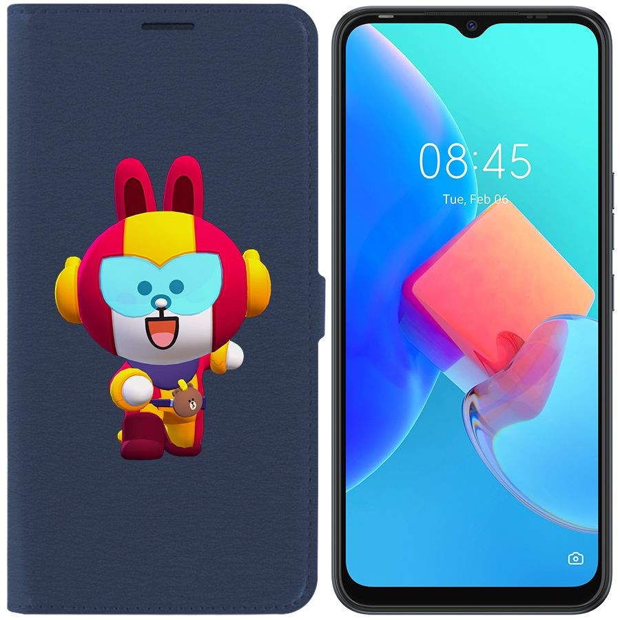 

Чехол-книжка Krutoff Eco Book для Tecno Spark 8C Brawl Stars-Кони Макс (синий)