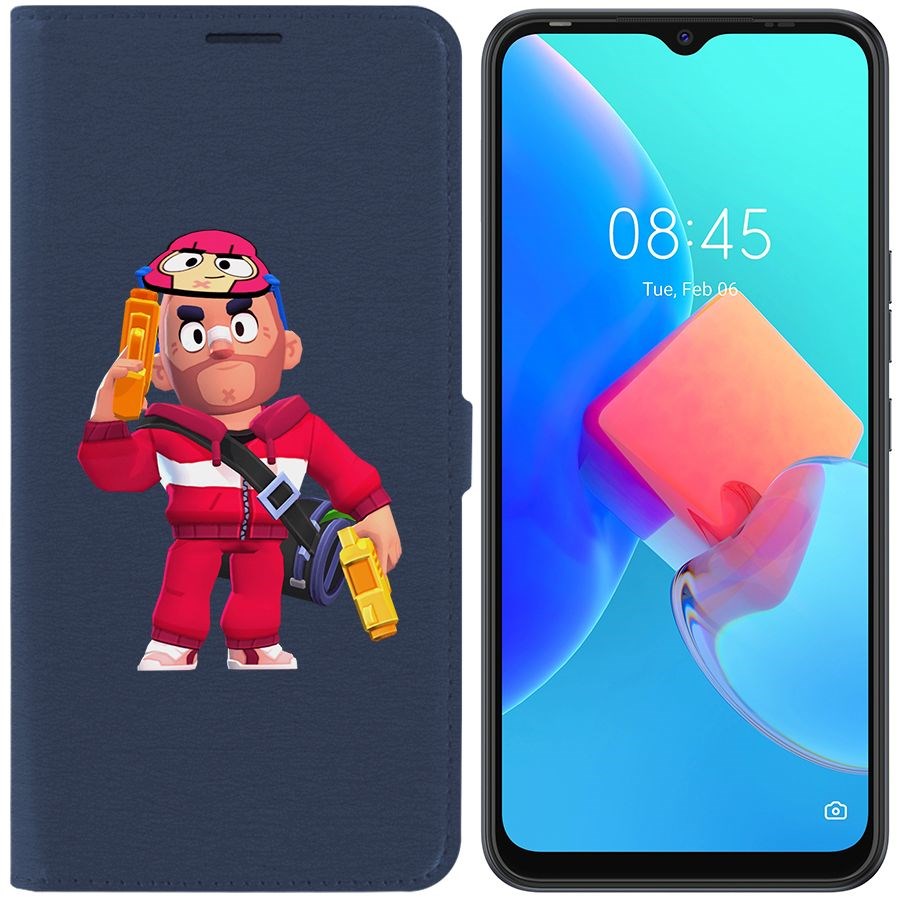 

Чехол-книжка Krutoff Eco Book для Tecno Spark 8C Brawl Stars-Красавчик Кольт (синий)