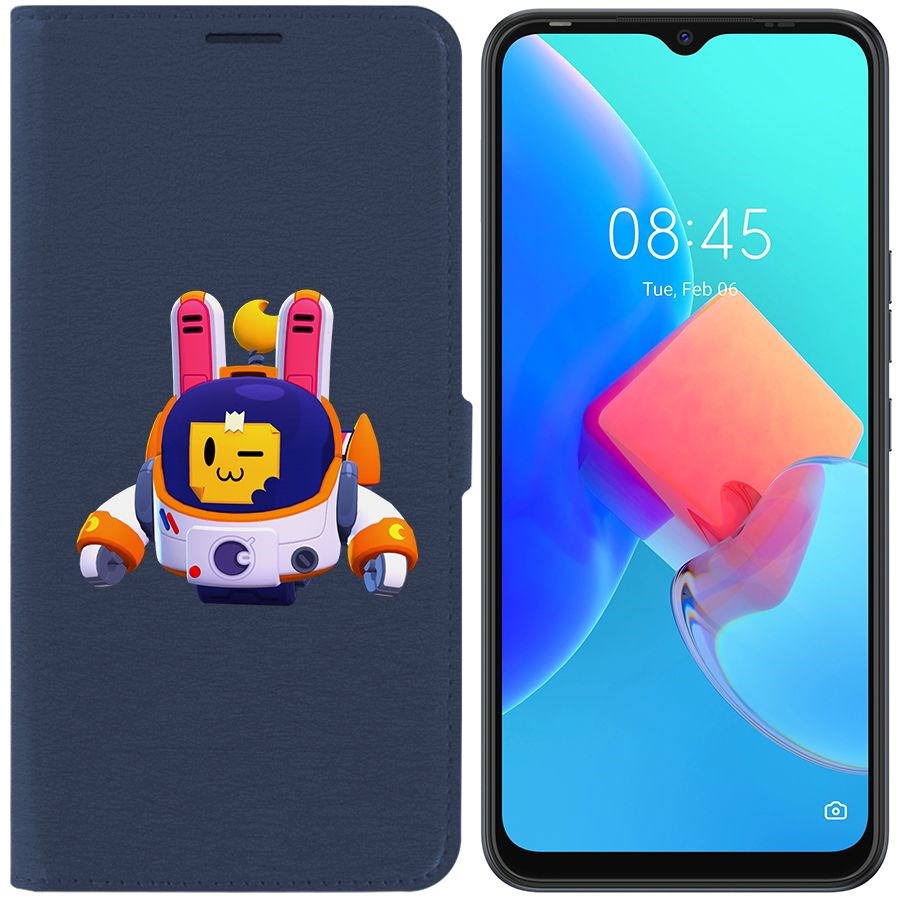 

Чехол-книжка Krutoff Eco Book для Tecno Spark 8C Brawl Stars-Лунный Спраут (синий)