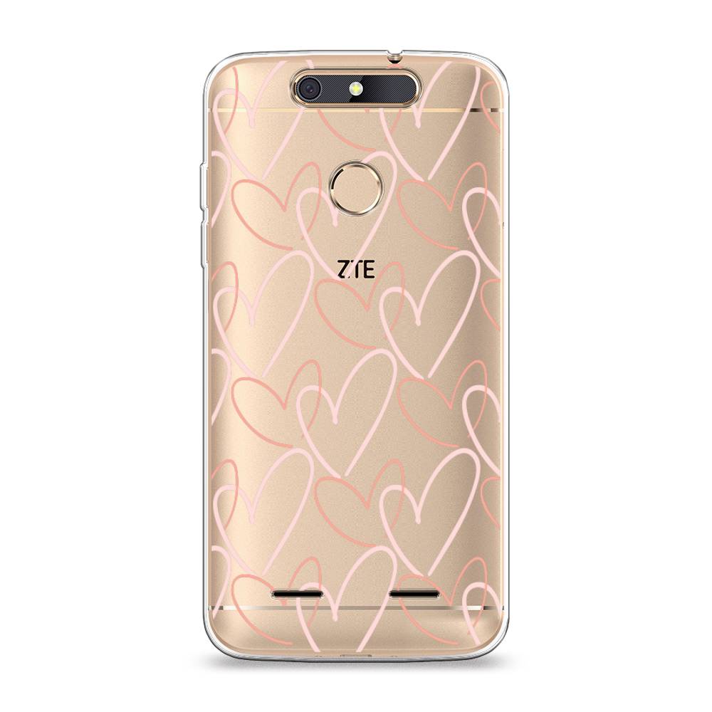 

Чехол на ZTE Blade V8 mini "Узор из сердечек", Розовый;бежевый, 131950-6
