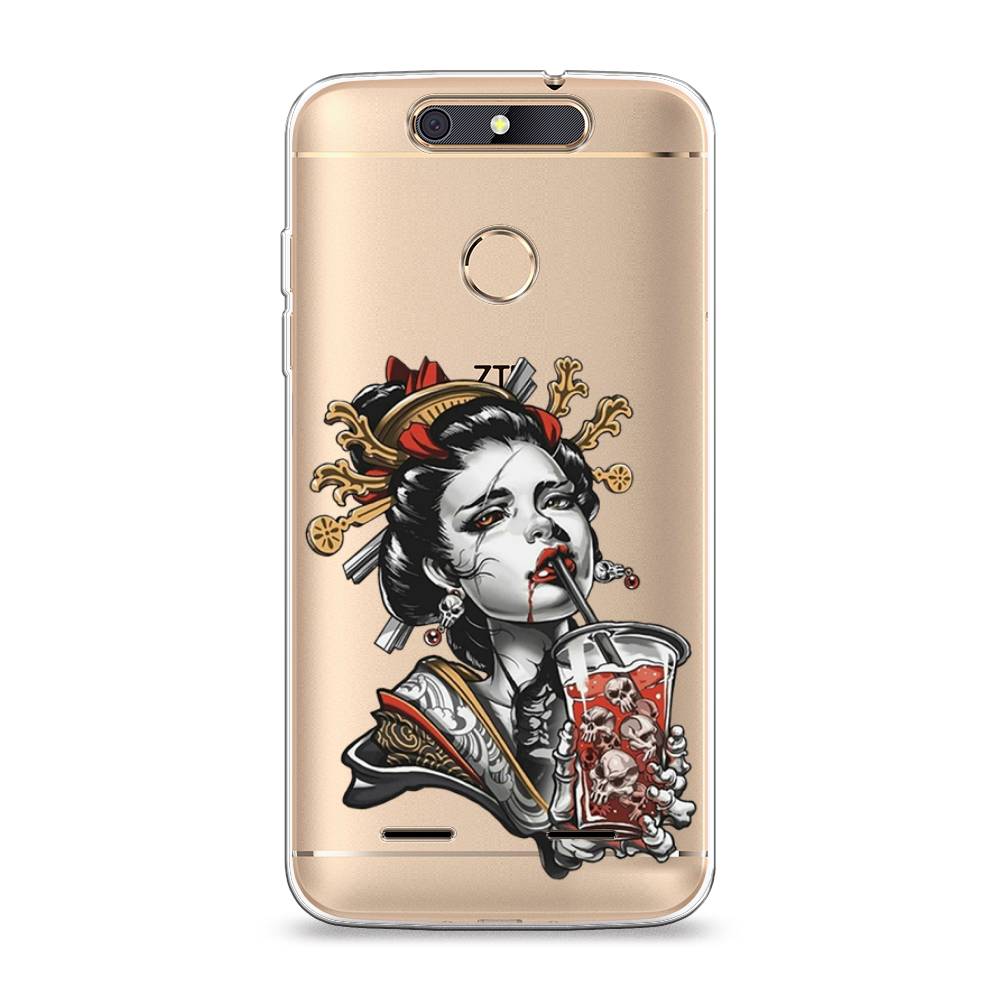 

Чехол на ZTE Blade V8 mini "Опасная гейша", Красный;черный;серый, 131950-4