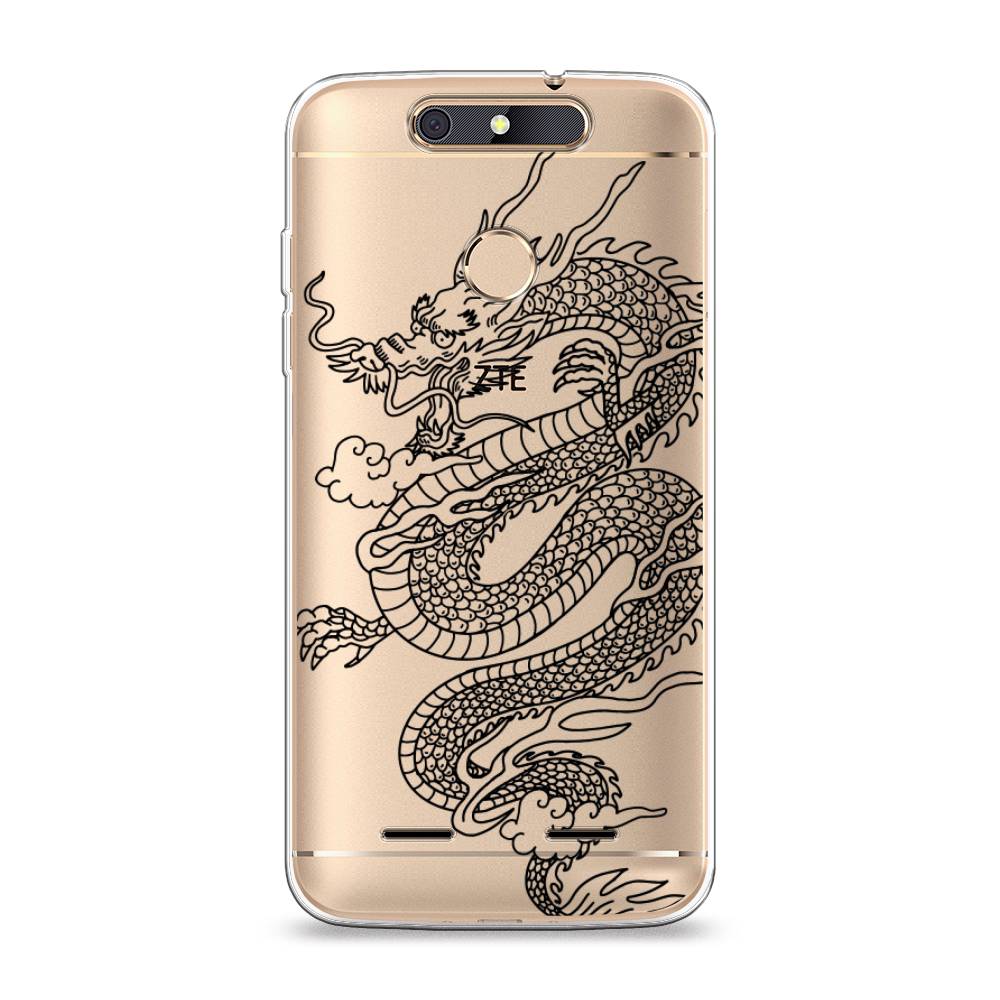 

Чехол на ZTE Blade V8 mini "Большой китайский дракон", Черный;серый, 131950-1