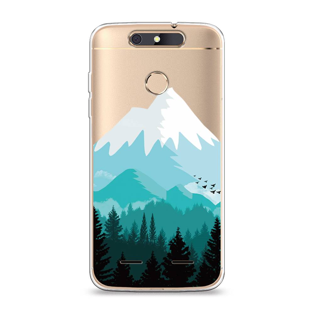 

Чехол на ZTE Blade V8 mini "Синяя снежная гора", Белый;голубой, 131950-2